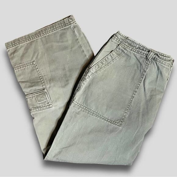 LA CABANA Y2K GORP CARGO COTTON PANTS STRAIGHT UTILITY POCKET CREAM KHAKI 10 - Picture 3 of 6